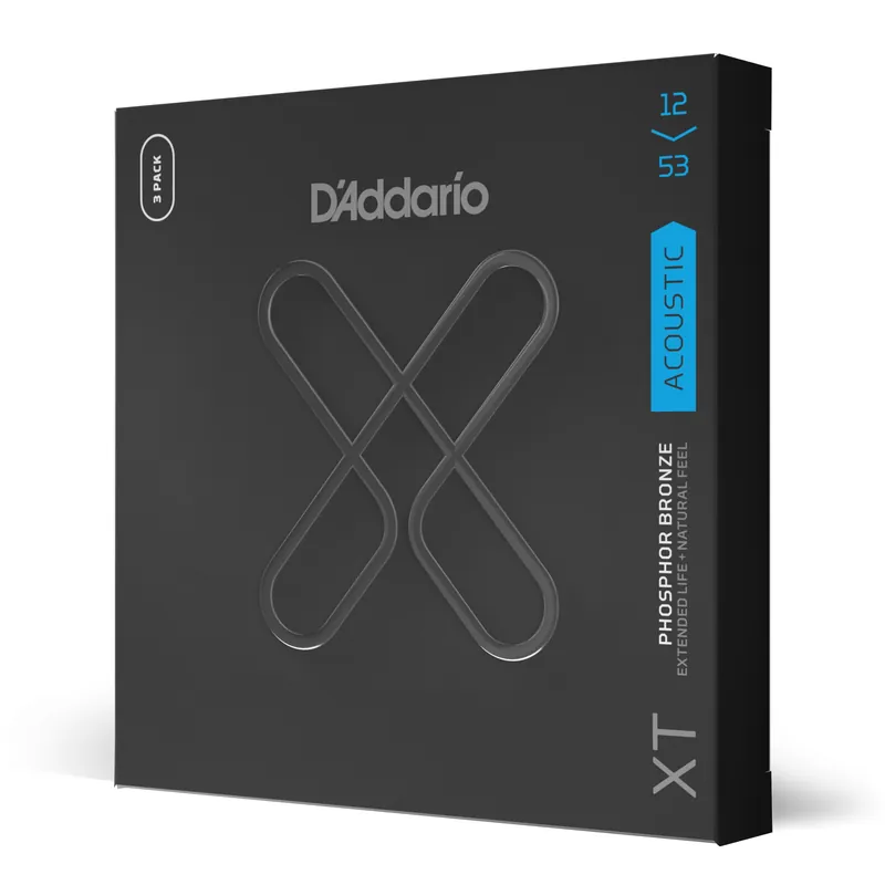 D’Addario XTAPB1253, XT – Corde in fosforo-bronzo, scalatura leggera, 12-53, confezione da 3 mute – XT Ultima Occasione
