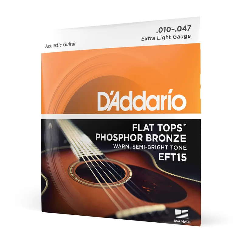 Corde D’Addario EFT15 Flat Tops in bronzo fosforoso per chitarra acustica, Extra Light, 10-47 – D’Addario Ordina Subito
