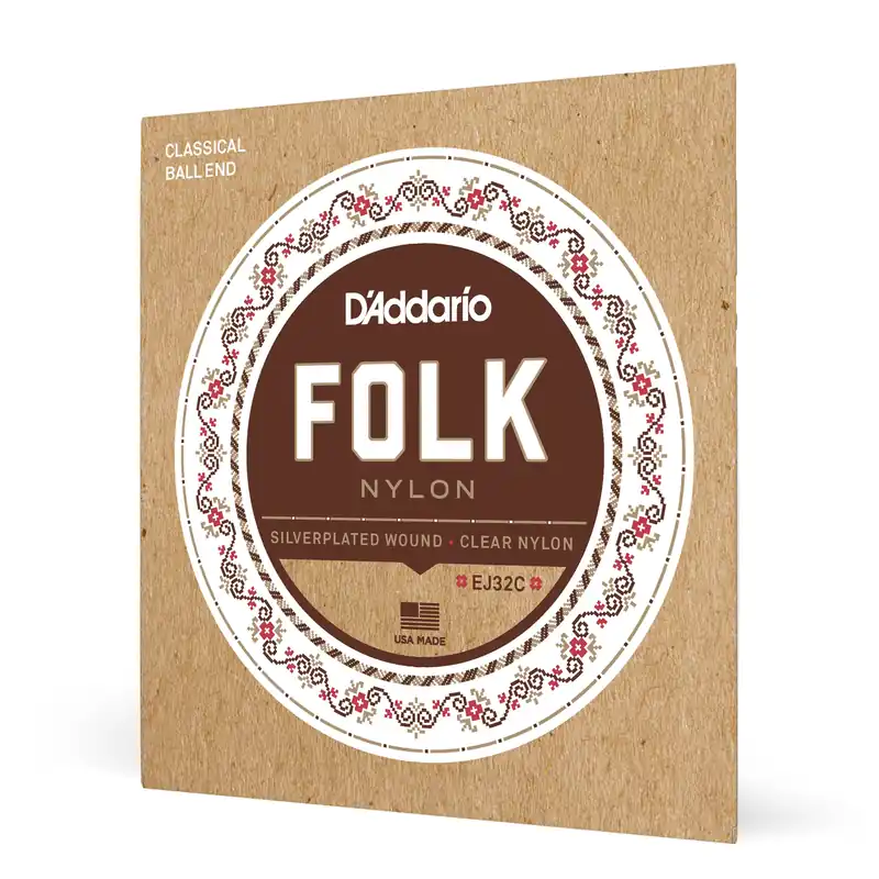 D’Addario EJ32C – Corde in nylon per chitarra folk, con pallino, avvolte in argento/cantini in nylon chiaro – D’Addario Subito Disponibile