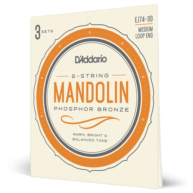 Promozione D’Addario EJ74-3D – Corde in fosforo-bronzo per mandolino, scalatura media, 11-40, 3 mute – D’Addario