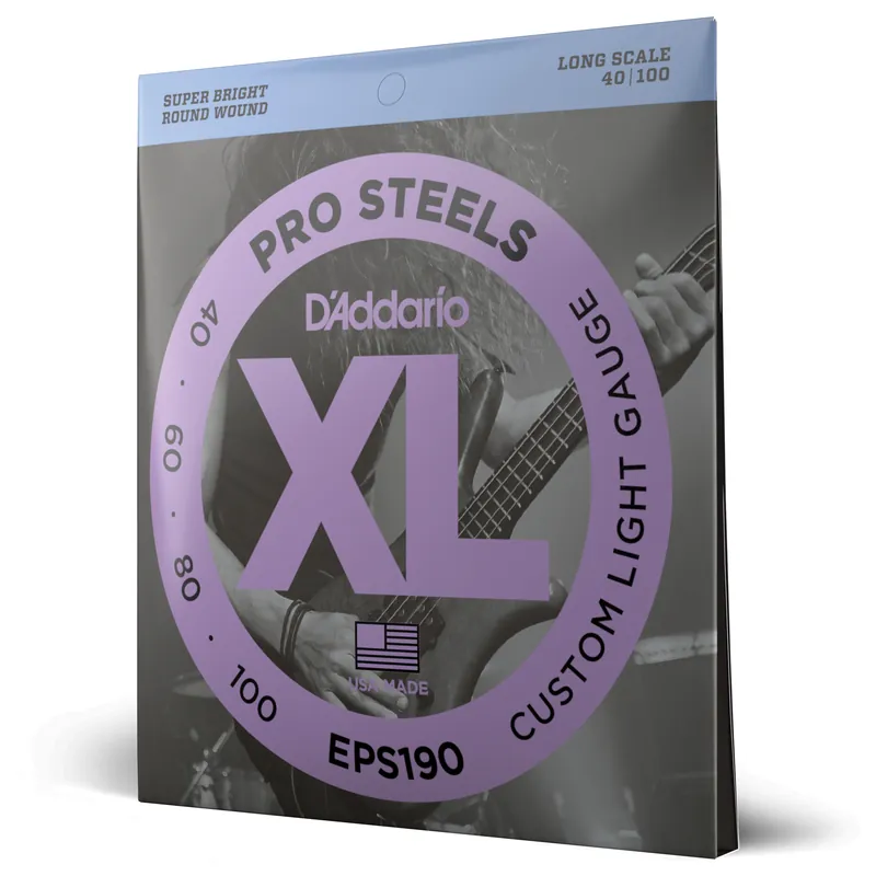 Nuovo Arrivo Corde D’Addario EPS190 ProSteels per basso, Custom Light, 40-100, Long Scale – D’Addario