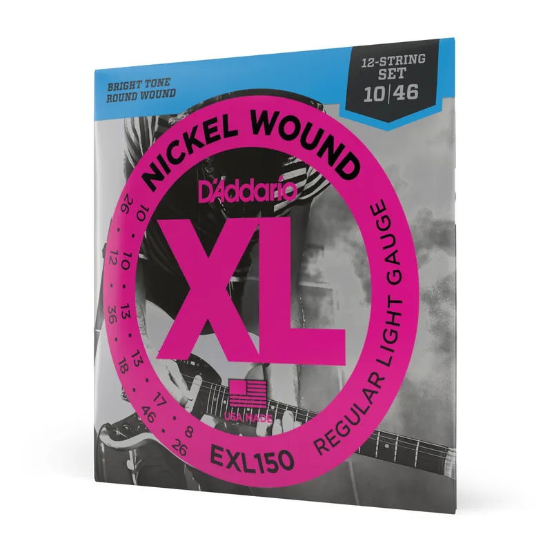 Professionale Corde D’Addario EXL150 per chitarra elettrica, 12 corde, Nickel Wound, Regular Light, 10-46 – XL