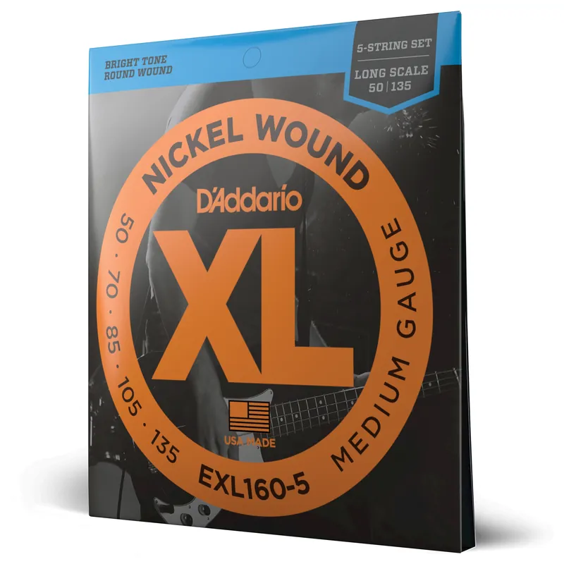 Corde D’Addario EXL160-5 per basso, 5 corde, Nickel Wound, Medium, 50-135, Long Scale – XL Super Prezzo