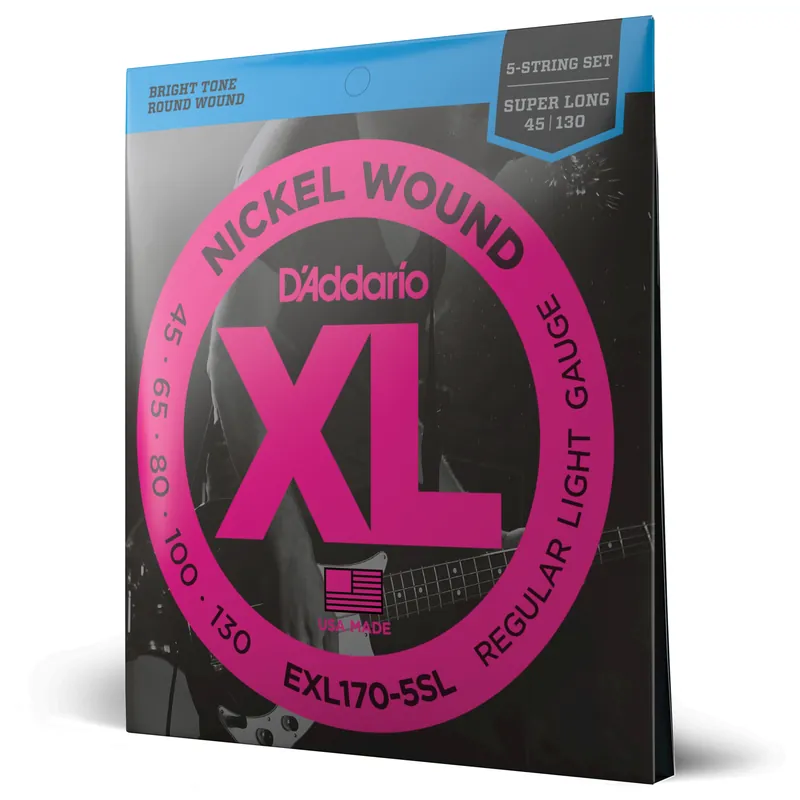Corde D’Addario EXL170-5SL per basso, 5 corde, Nickel Wound, Light, Super Long Scale – XL Esclusivo